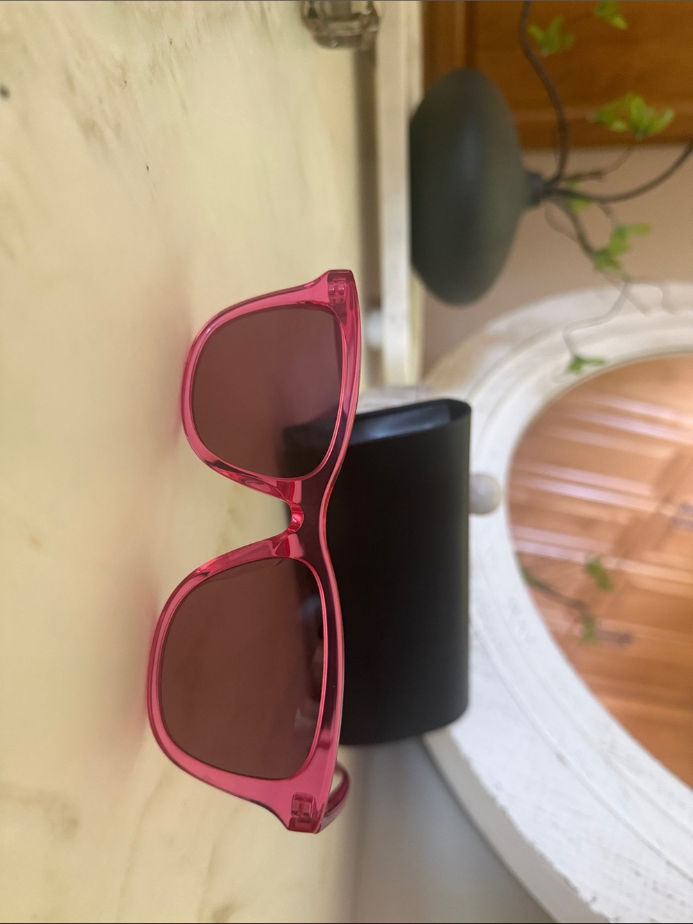 Saint Laurent Transparent Pink Slim Frame Sunglasses